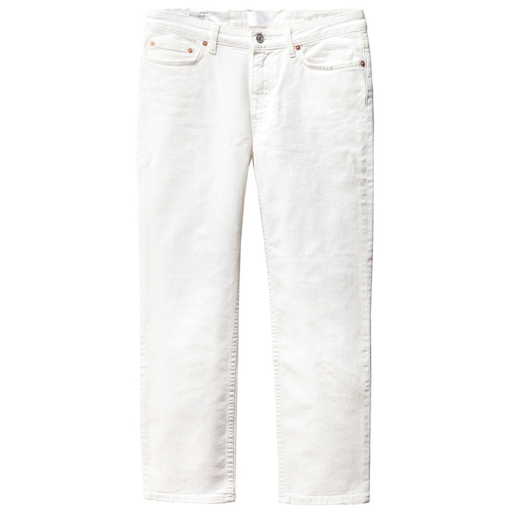 Acne Studios Row White Vintage Mid Rise Straight Leg Cropped Jeans 26 Pre Owned